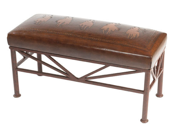Tooled Leather Bench