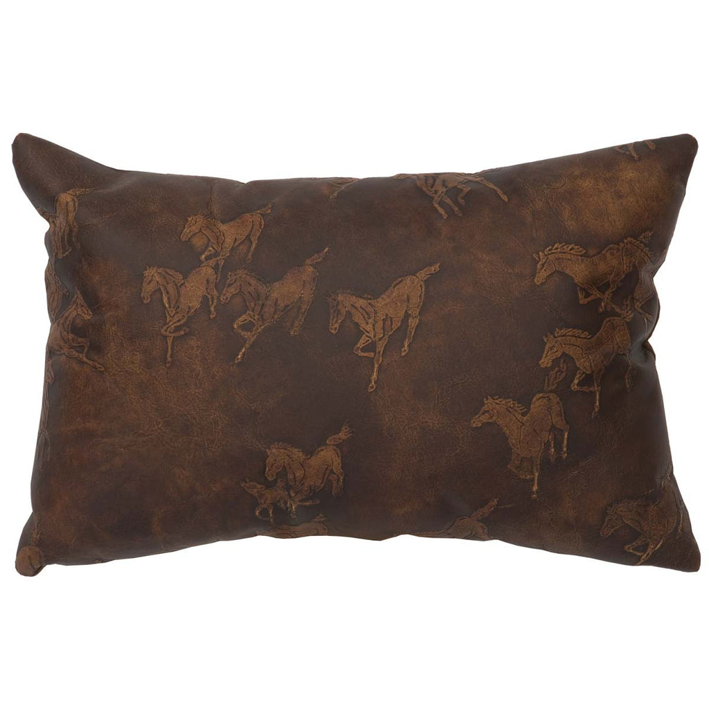 Settler Leather Rectangle Pillow with Fabric Back