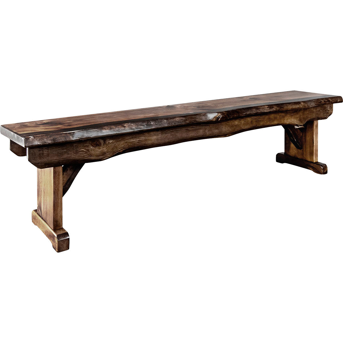 Lima Live Edge 6 Foot Wooden Bench - Provincial Stain