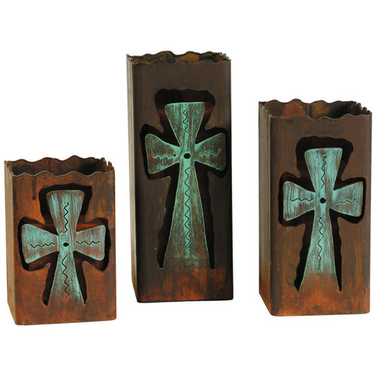 Rustic Metal Cross Candle Holders (Set of 3) - OUT OF STOCK UNTIL 06/17/2026
