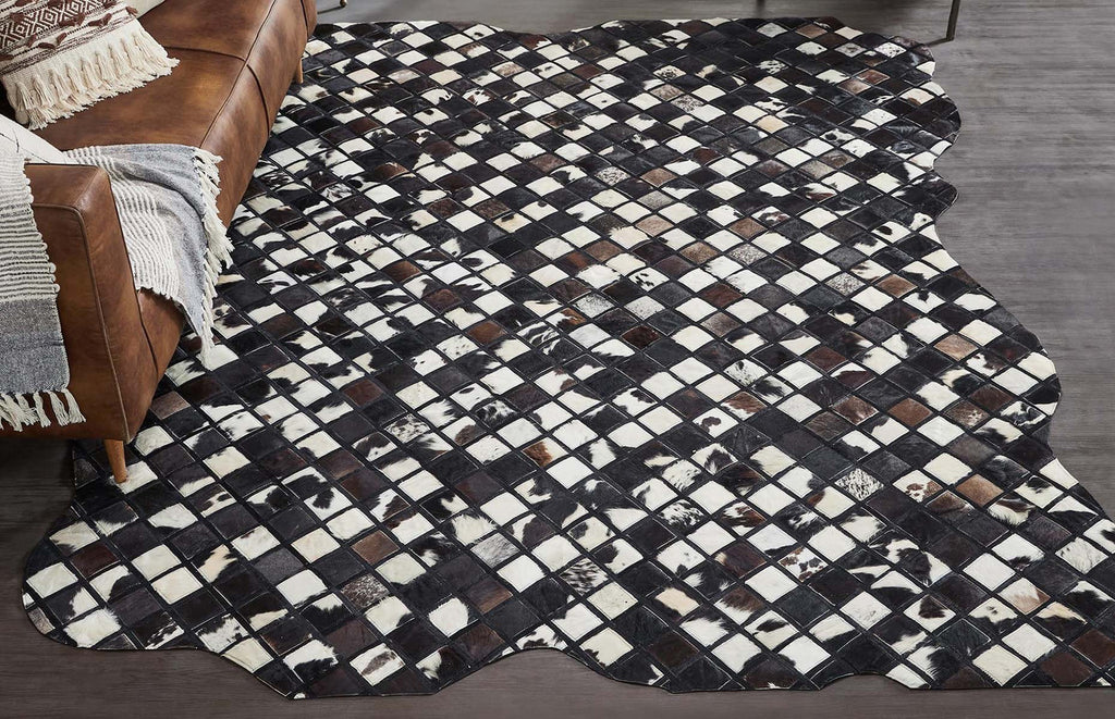 Cowhide Mosaic Rug - Black - 9 x 13