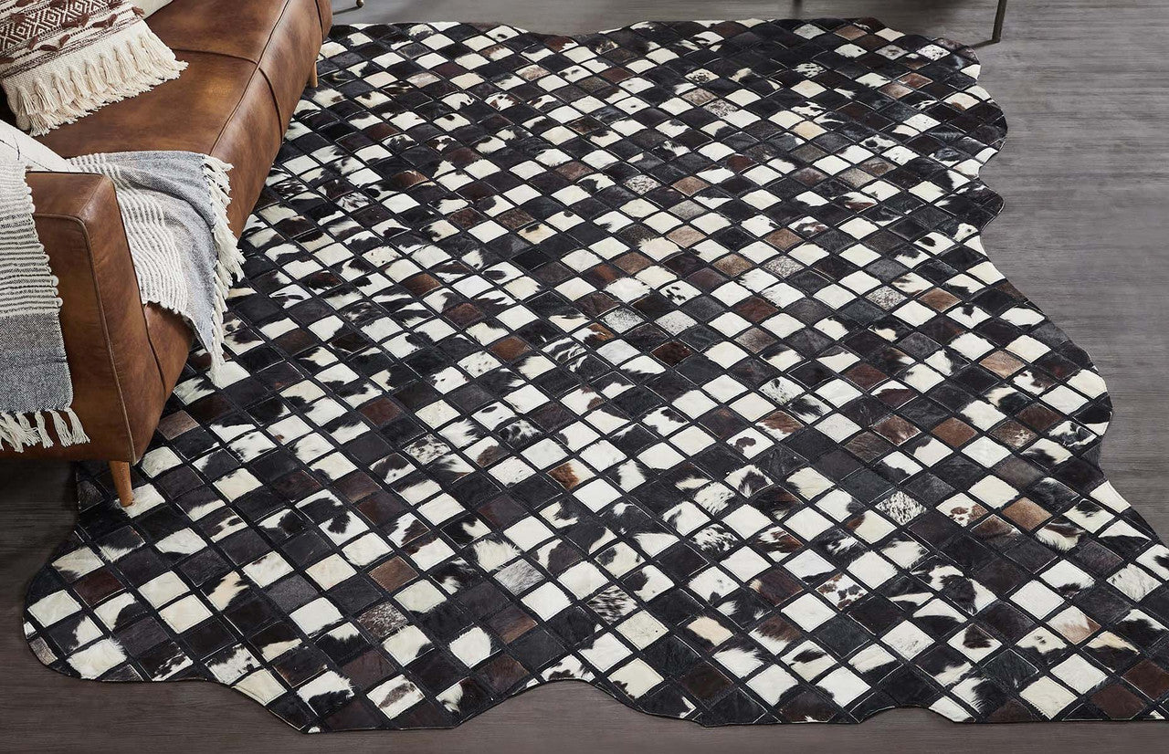 Cowhide Mosaic Rug - Black - 9 x 13
