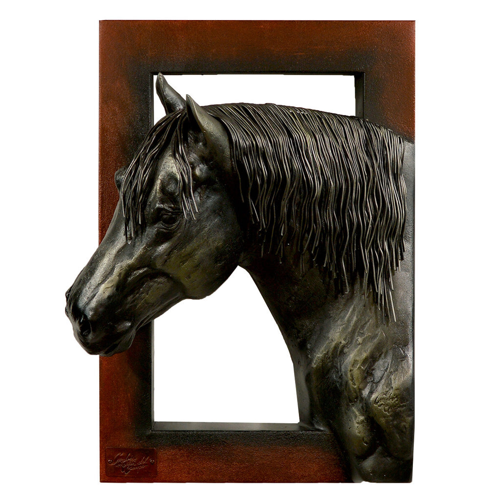 Left Facing Black Horse Head Wall Sculpture