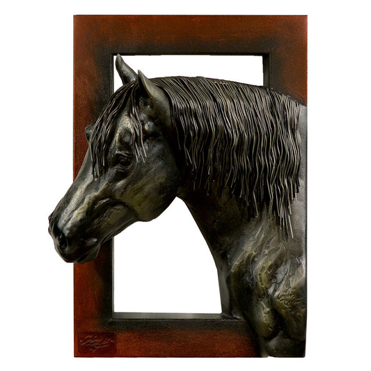 Left Facing Black Horse Head Wall Sculpture