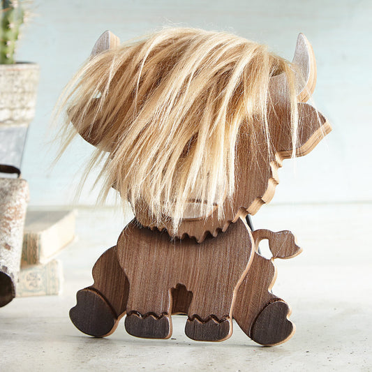 Highland Cow Wood Figurine - SALE