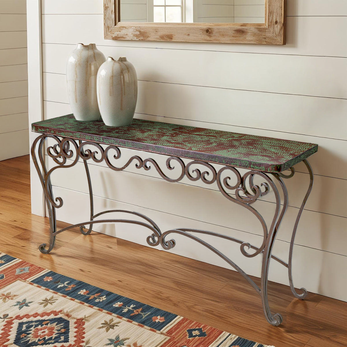 Long Ornate Rustic Copper Table