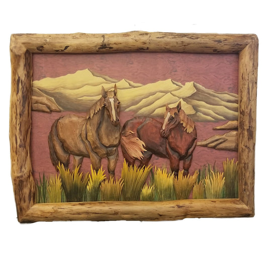 Mountain Summer Horses Wall Art - Large