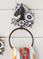 Floral Horse Metal Towel Ring