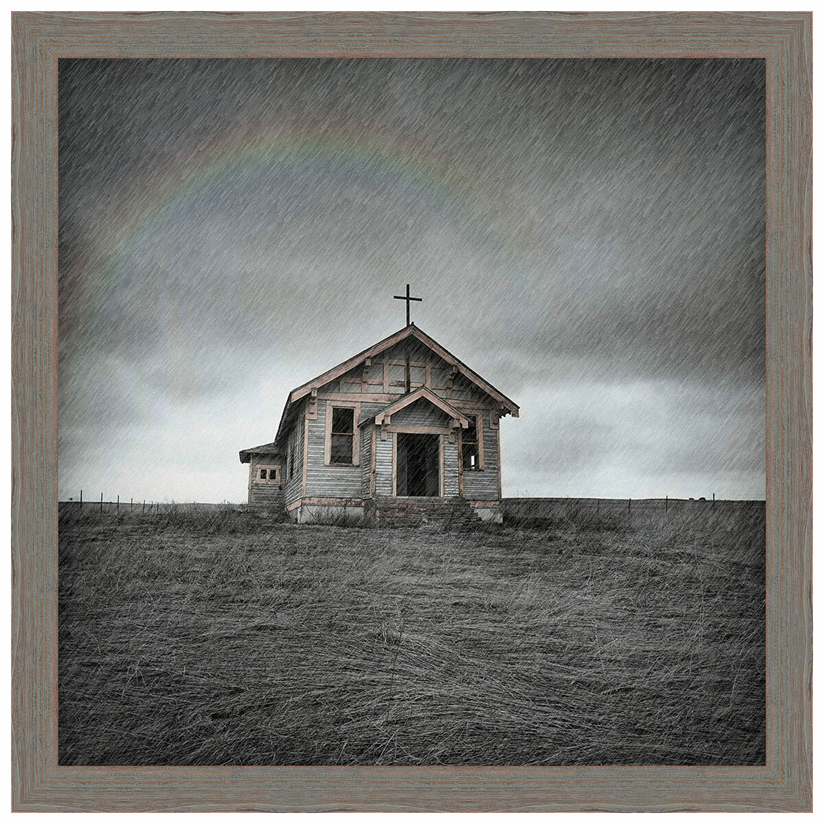Prairie Church Framed Canvas