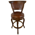 Spanish Heritage Swivel Barstool with Back - Rustic