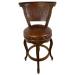 Spanish Heritage Swivel Barstool with Back - Rustic