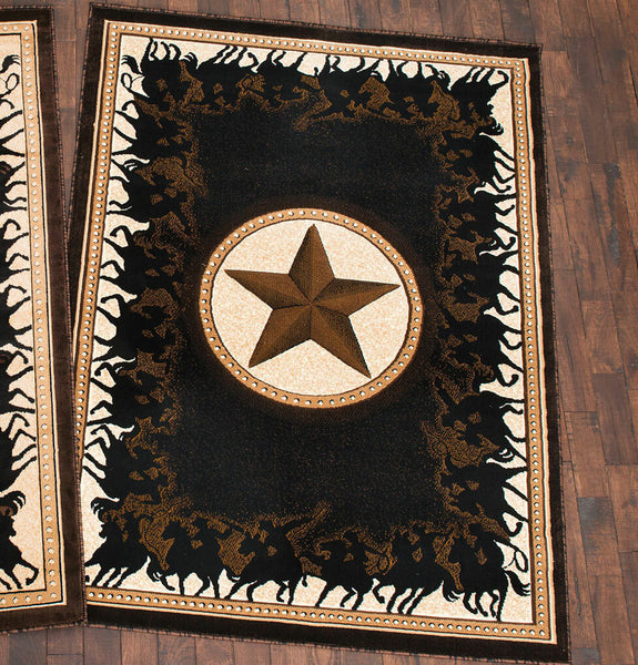 Lone Star Riders Black Rug - 5 x 7