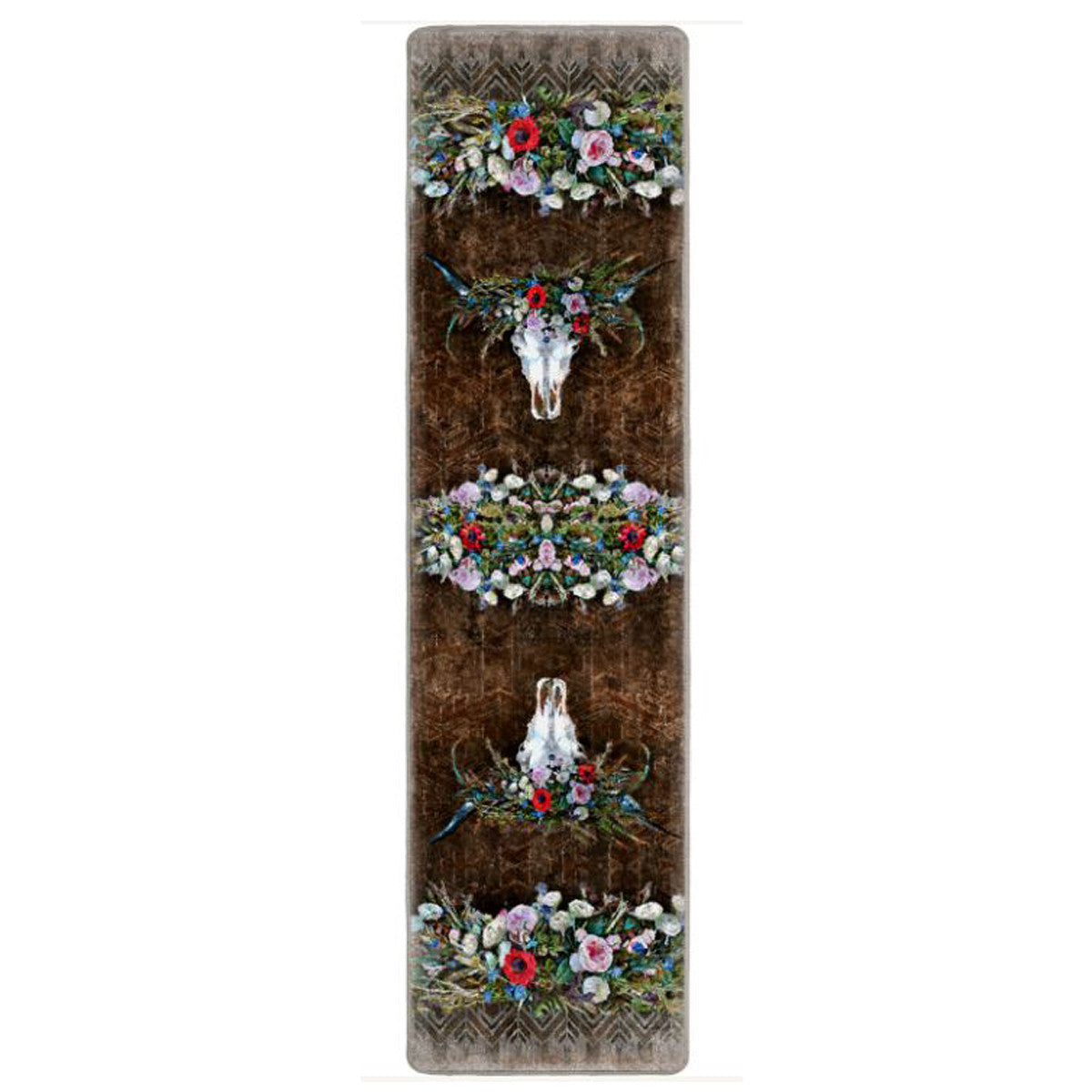 Floral Steer Skull Rug - 2 x 8