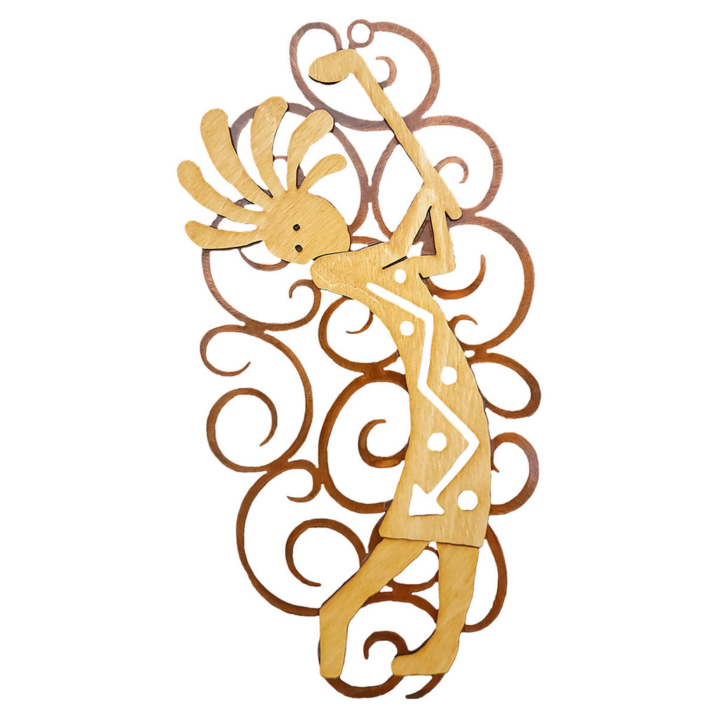 Golfing Kokopelli Cutout Swirl Wall Art