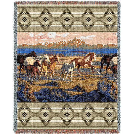 Wild Horses Beige Blanket