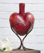 Tangled Vines Glass Heart Sculpture - Medium