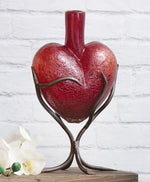 Tangled Vines Glass Heart Sculpture - Medium