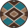 Southwestern Diamond Teal & Brown Rug - 8 Ft. Round
