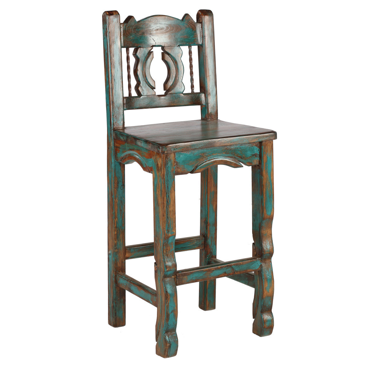 Native Turquoise Western Barstool - 30 Inch