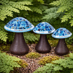 Mosaic Glass & Clay Mushrooms - Set of 3