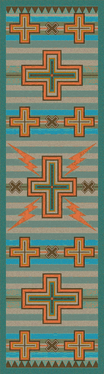 Tempest Turquoise & Gray Rug - 2 x 8