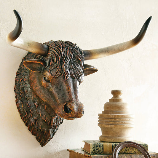 Longhorn Steer Sculpture Wall Hanging - SALE