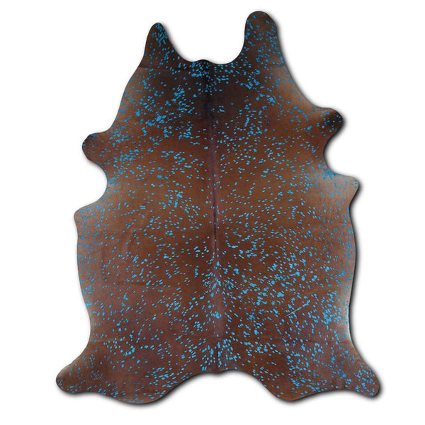 Turquoise Specked Brown Cowhide Rug - Large | Lone Star Western Decor