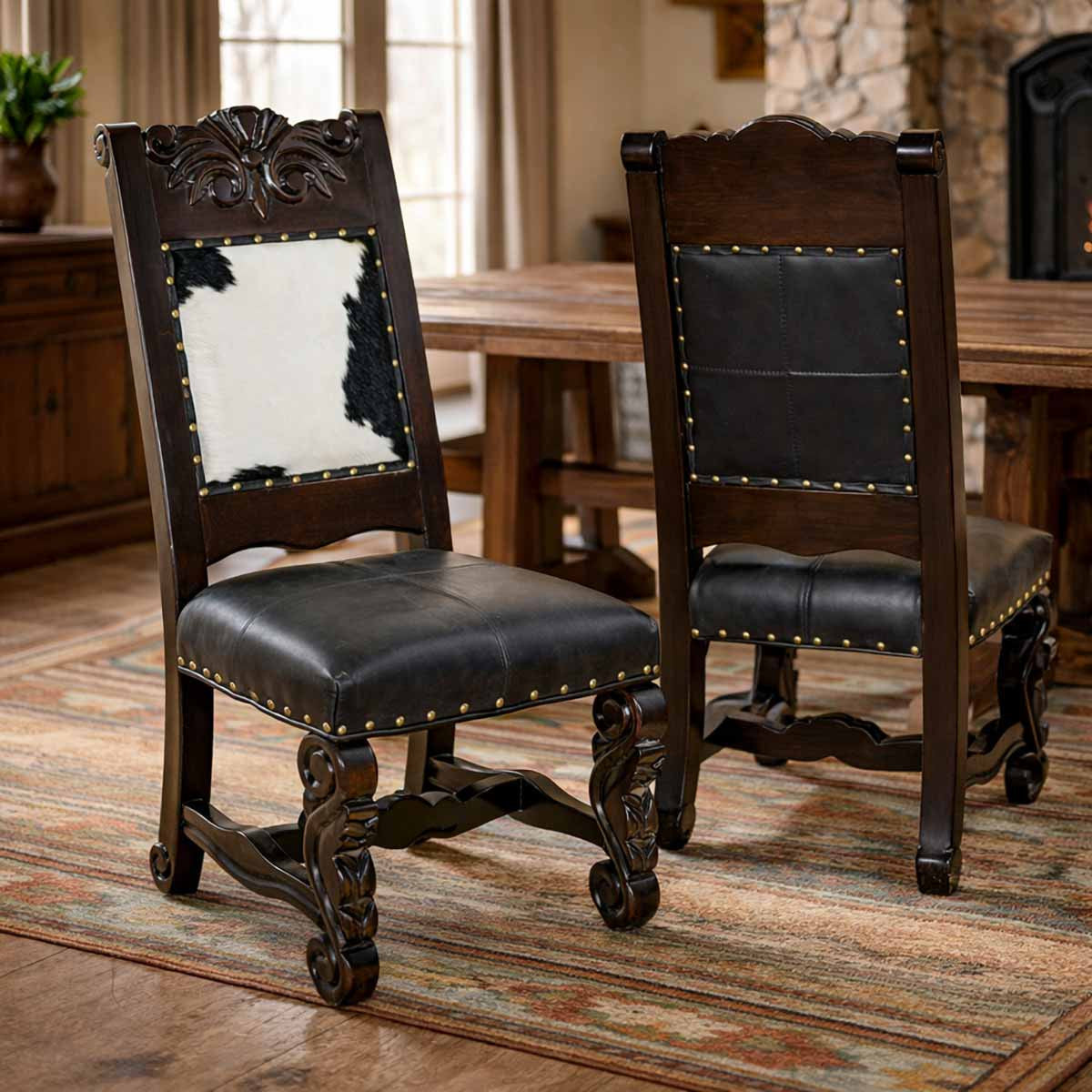 Del Rio Cowhide & Leather Upholstered Dining Chair
