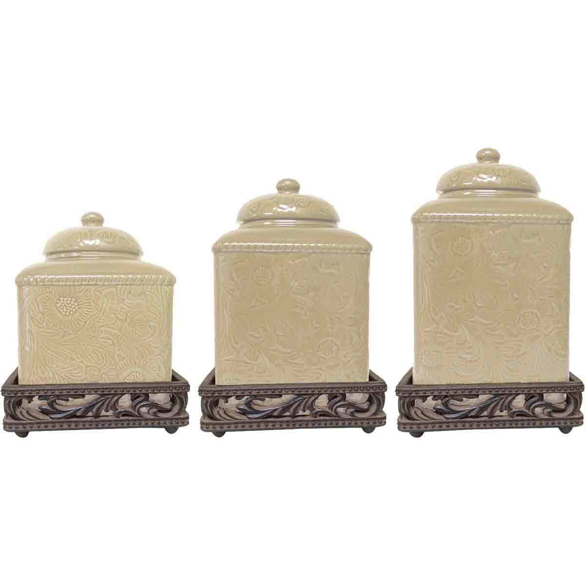 Savannah Cream Canister Set with Base