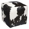 Black Cowhide Square Pouf