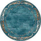 Prairie Scrolls Turquoise Rug - 8 Ft. Round