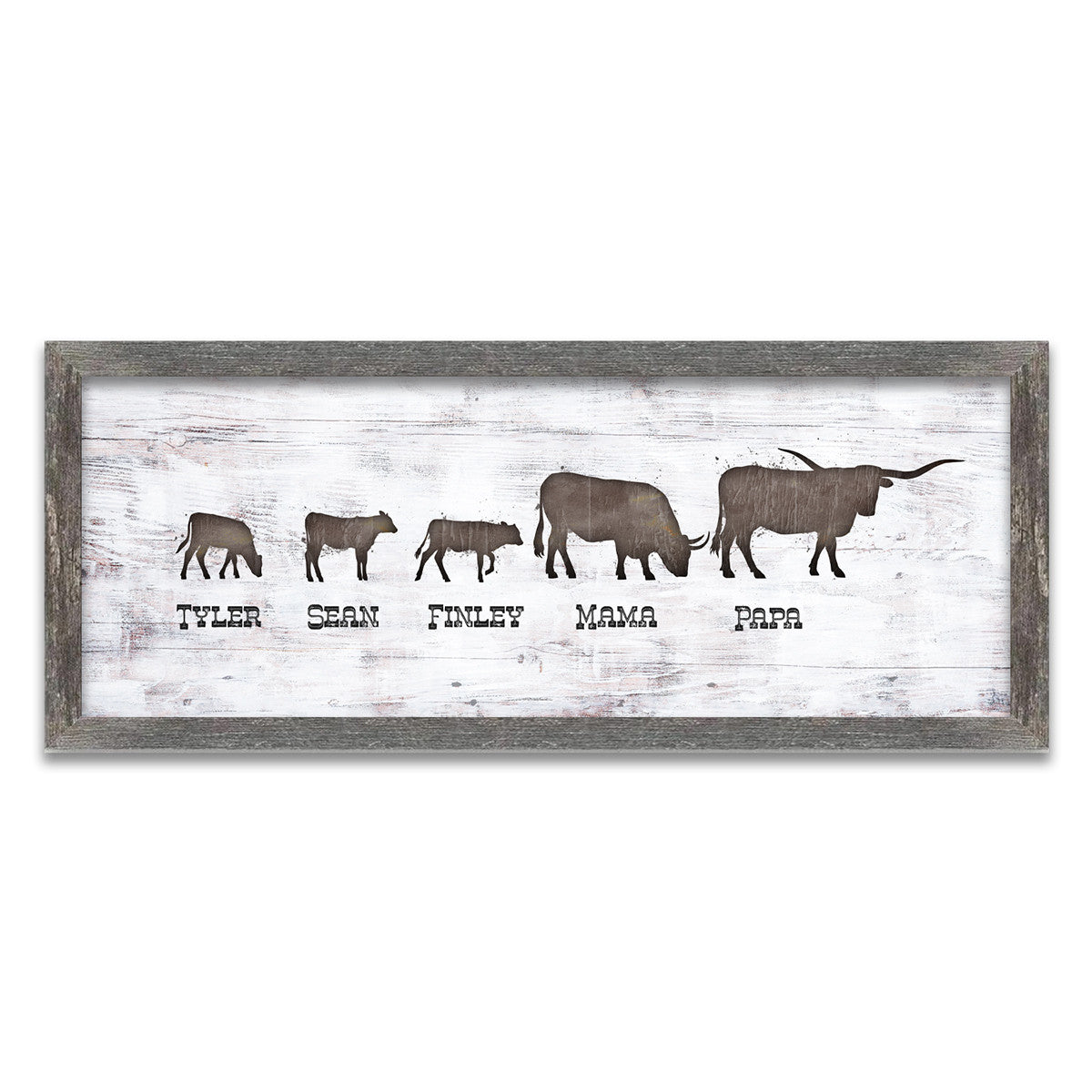 Longhorn Family Personalized Framed Canvas