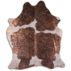 Rose Specked Brown & White Cowhide Rug - Medium