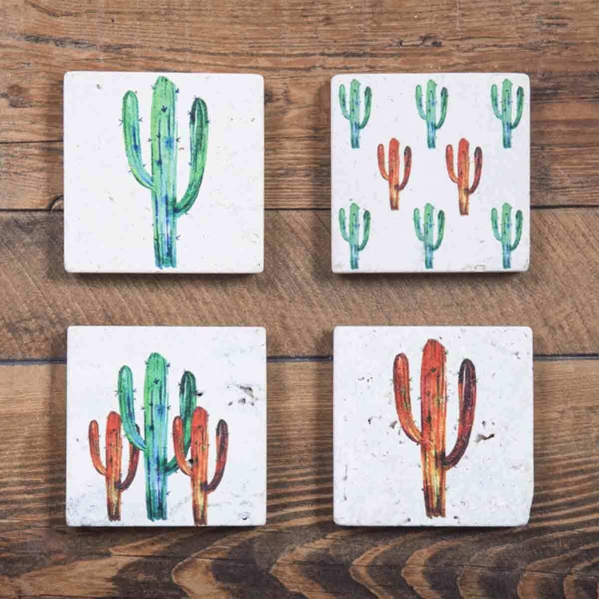 Watercolor Cactus Coasters - Set of 4