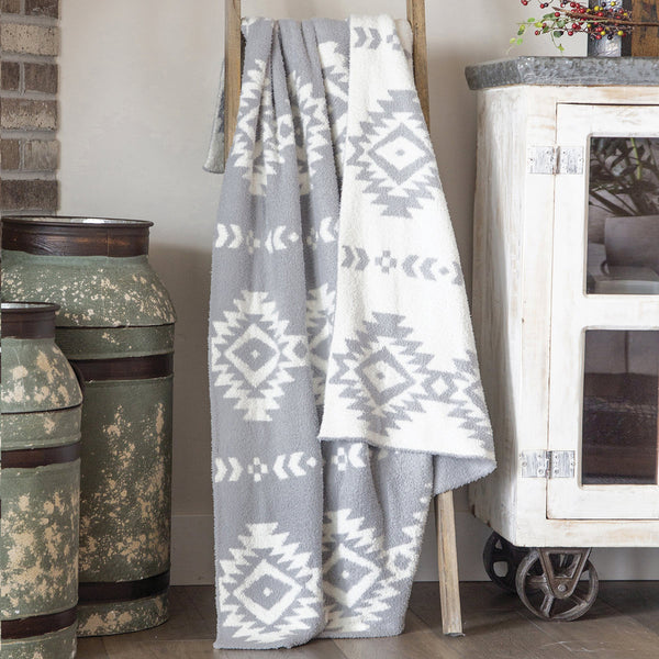 Tribal Arrow Gray Plush Throw