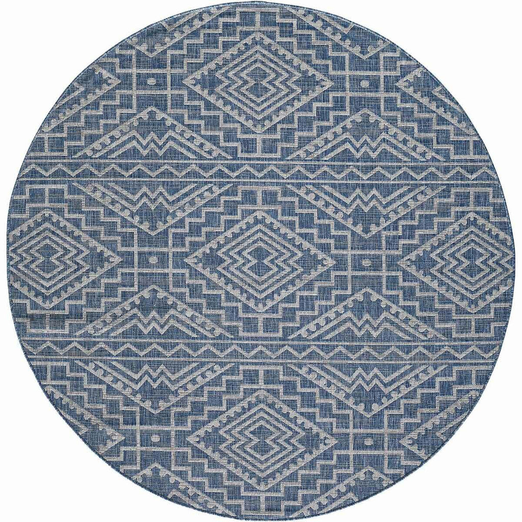 Chandler Blue Indoor/Outdoor Rug - 8 Ft. Round