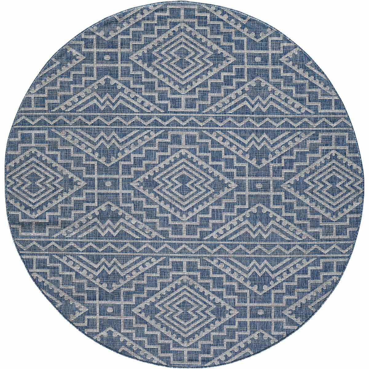 Chandler Blue Indoor/Outdoor Rug - 8 Ft. Round