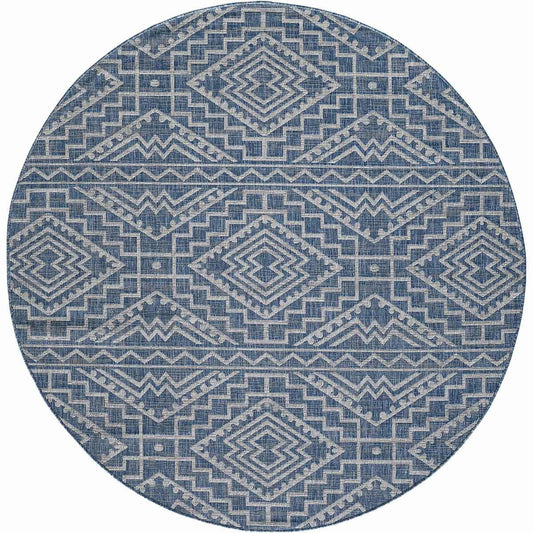 Chandler Blue Indoor/Outdoor Rug - 8 Ft. Round