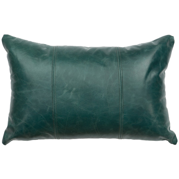 Mountain Sierra Peacock Leather Pillow with Fabric Back
