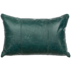 Mountain Sierra Peacock Leather Pillow with Fabric Back