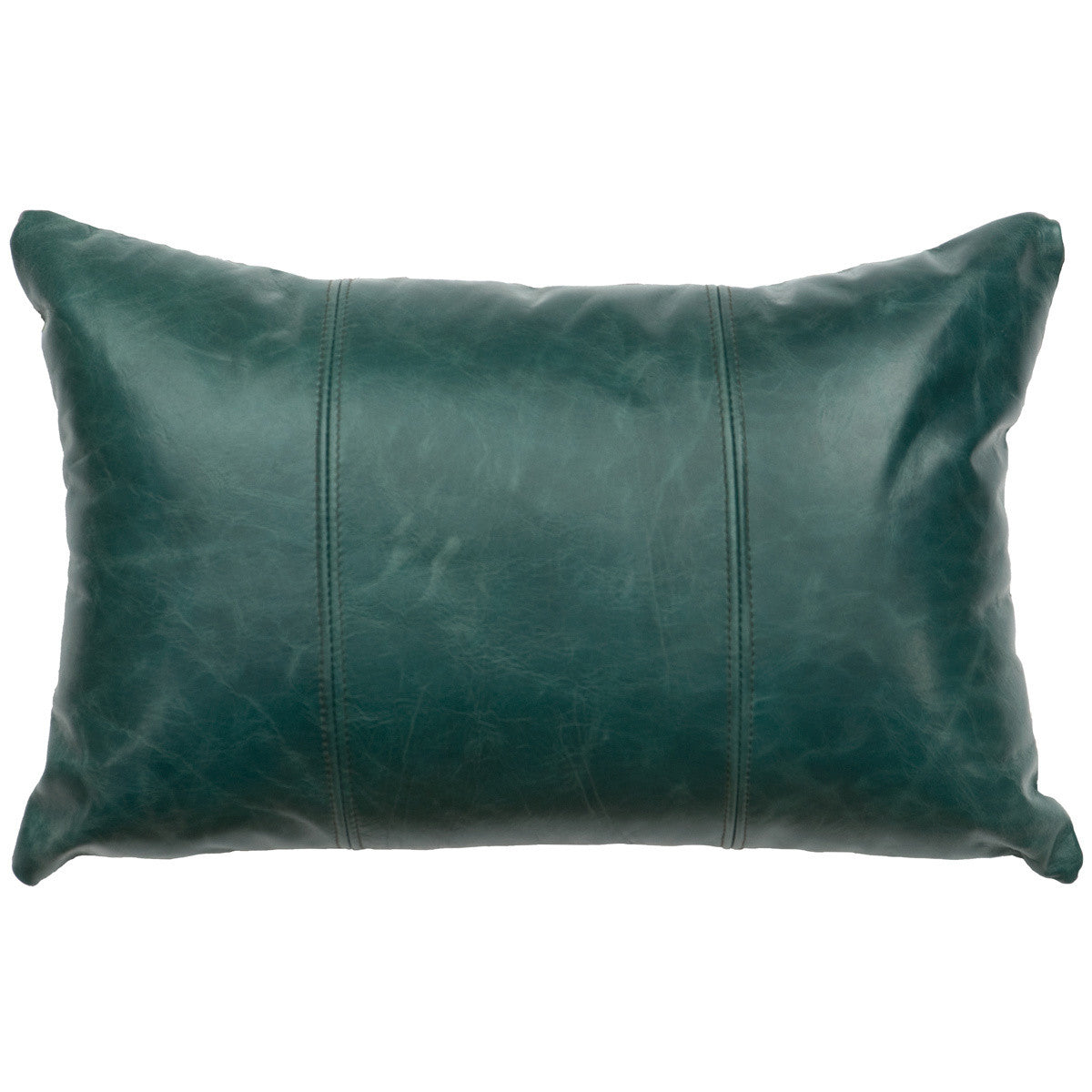 Mountain Sierra Peacock Leather Pillow with Fabric Back