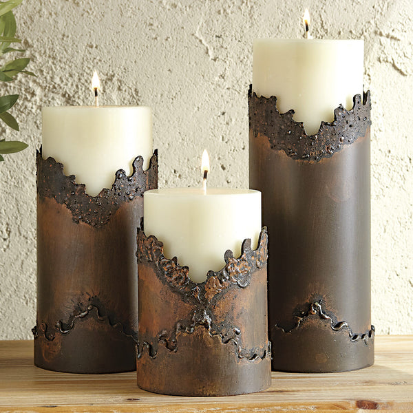 Jagged Edge Southwestern Metal Candle Holders - Set of 3