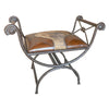 Western Single Vanity Bench with Hair on Hide - Brown