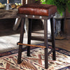 Leather and Iron Barstool with Silver Conchos - 24 Inch