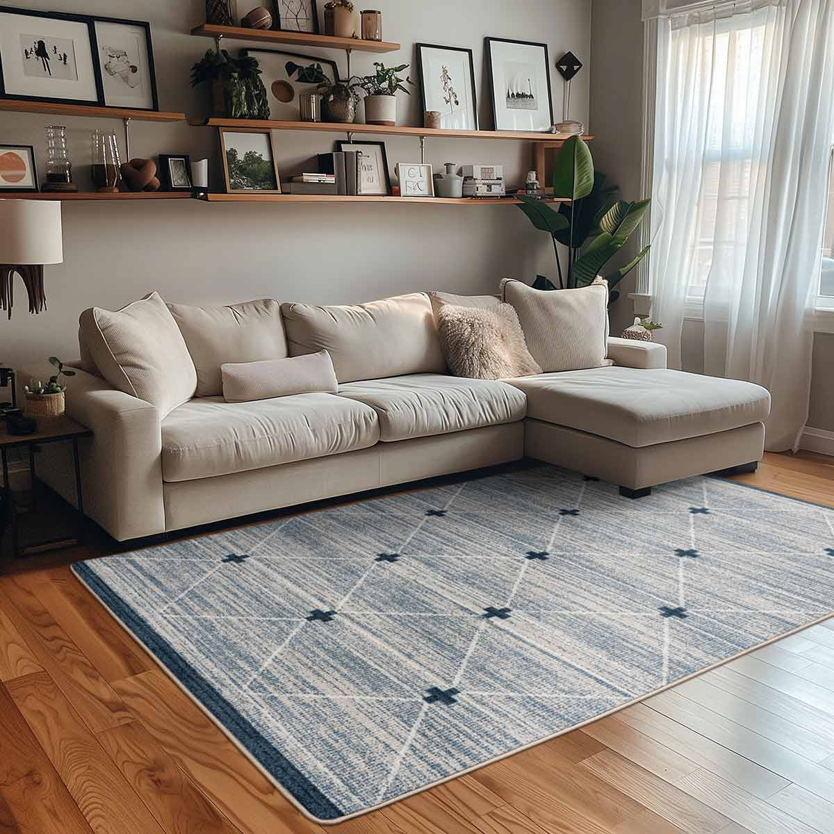 Crosspoint Blue Rug - 4 x 5