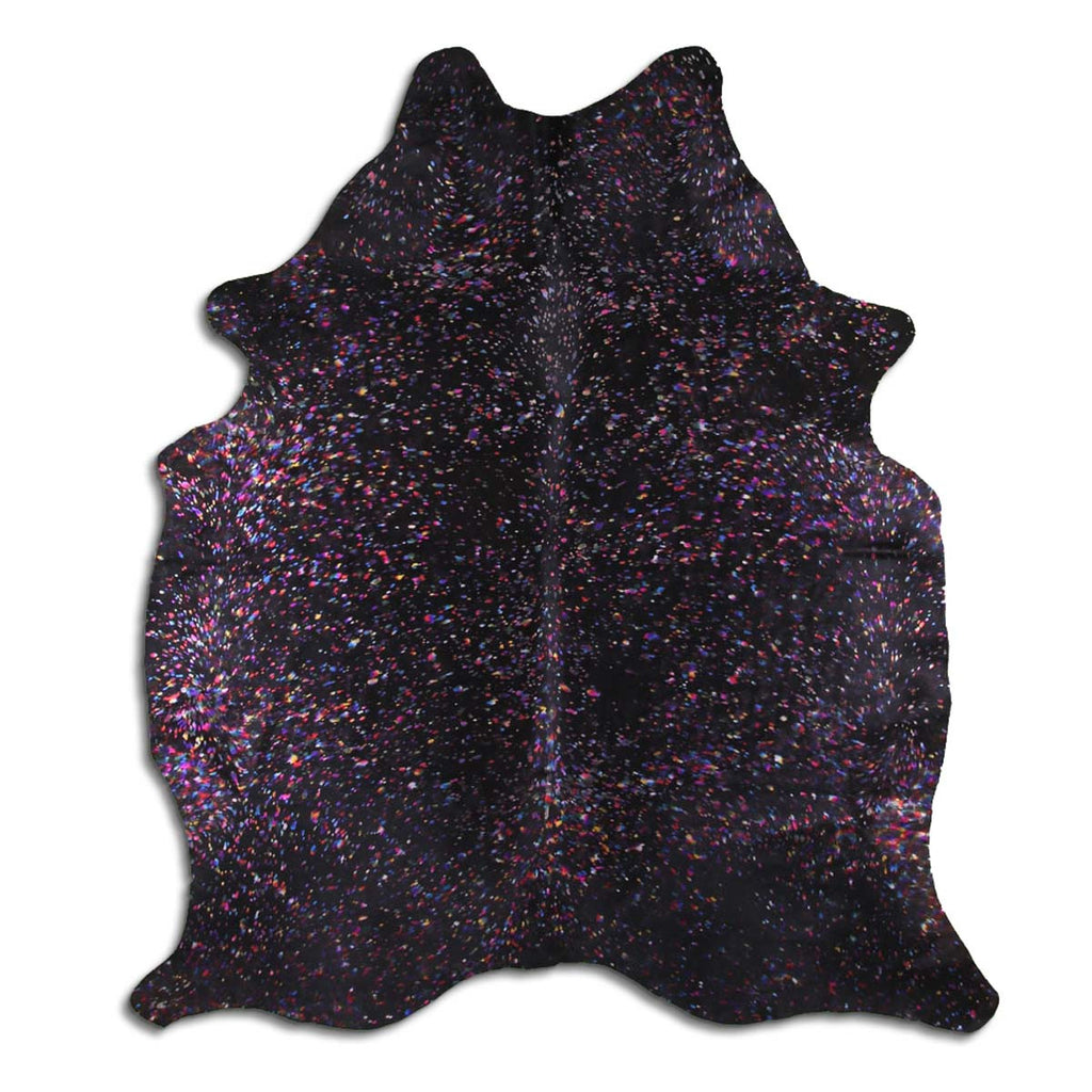 Rainbow Metallic Black Cowhide Rug - Large
