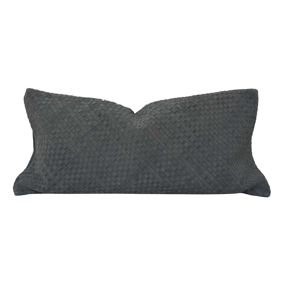Checkered Woven Lumbar Cushion - Gray