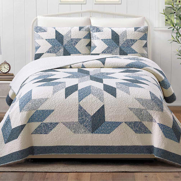 Patchwork Starburst Quilt Set - Full/Queen