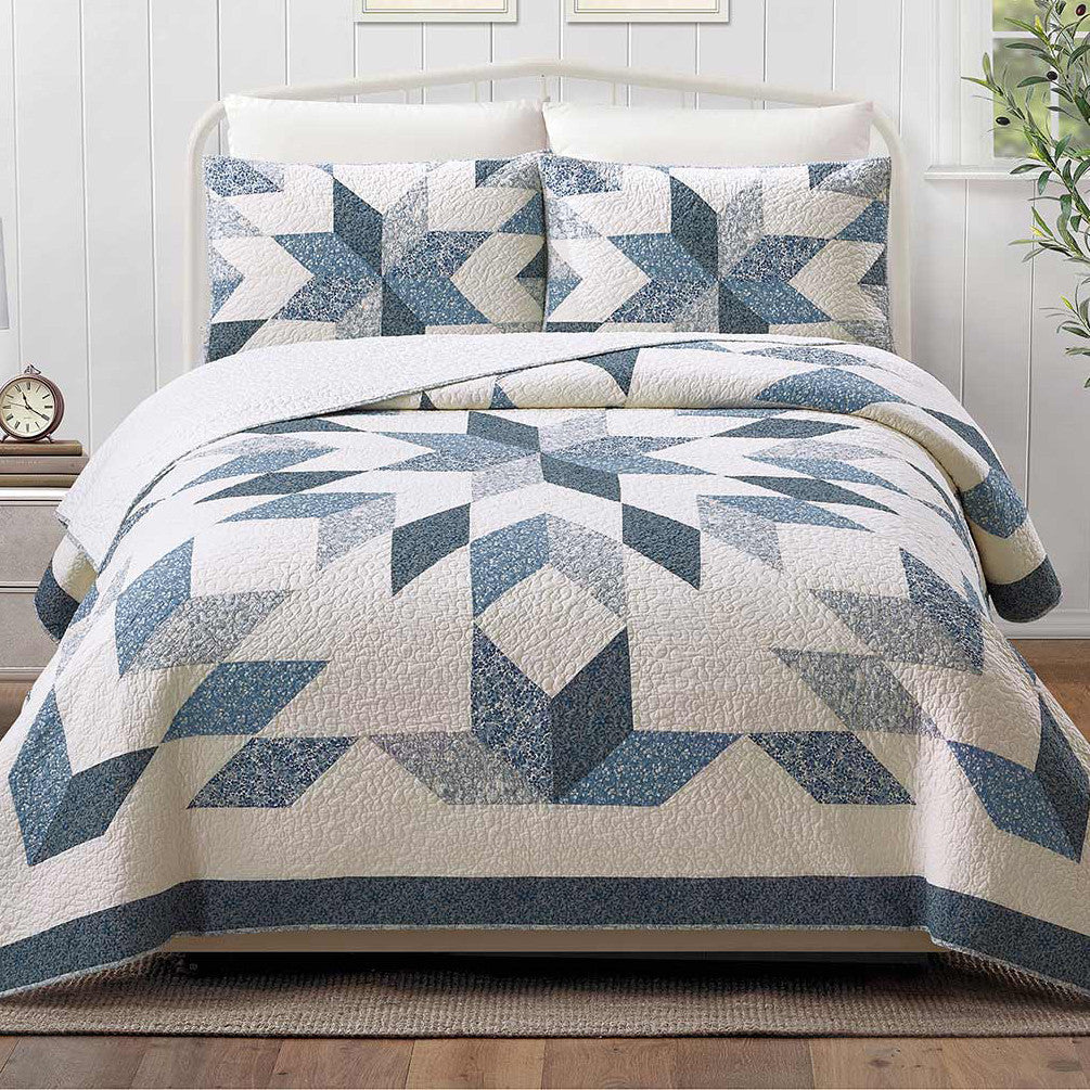 Patchwork Starburst Quilt Set - Full/Queen