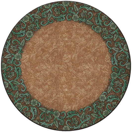 Tooled Turquoise Rug - 8 Ft. Round - OVERSTOCK